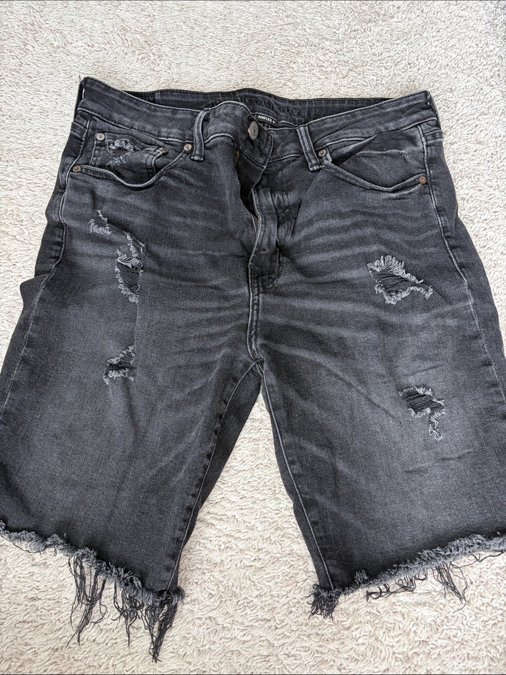 Men's Distressed American Eagle Black Denim Shorts